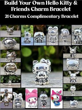 Sterling‎ Silver Hello Kitty & Friends Charm Set Bracelet Gift